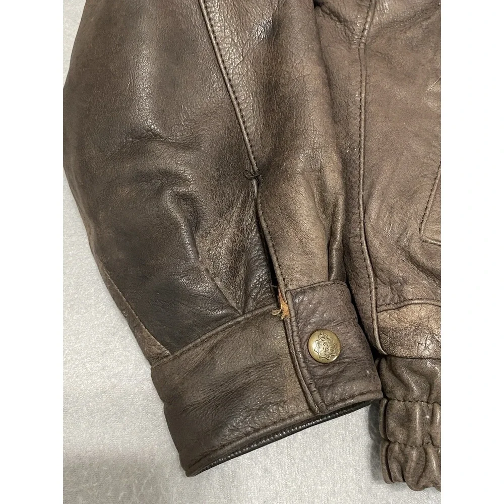 Vintage Men's Genuine Leather Hunting Horn/Bomber Jacket Size M Classic Zip Up